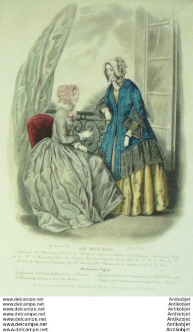 Gravure Mode Le Bon Ton 1846 13 # 11 (aquarelle old fashion plate)