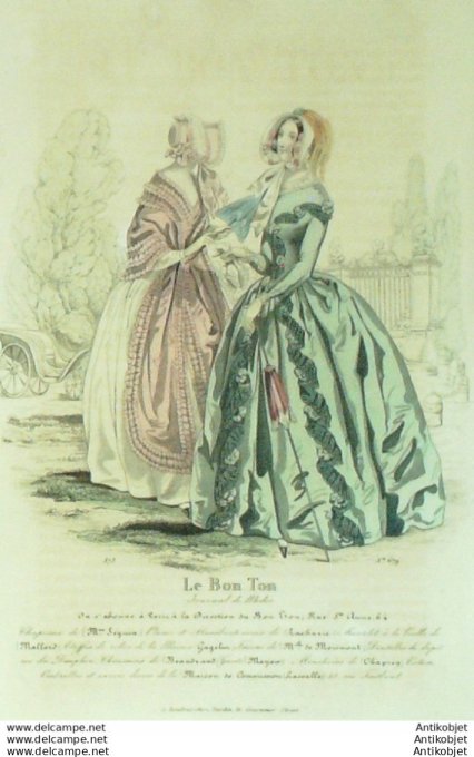 Gravure de mode Le Bon Ton 1843 n°679 Mantelet (Maison Mallard)