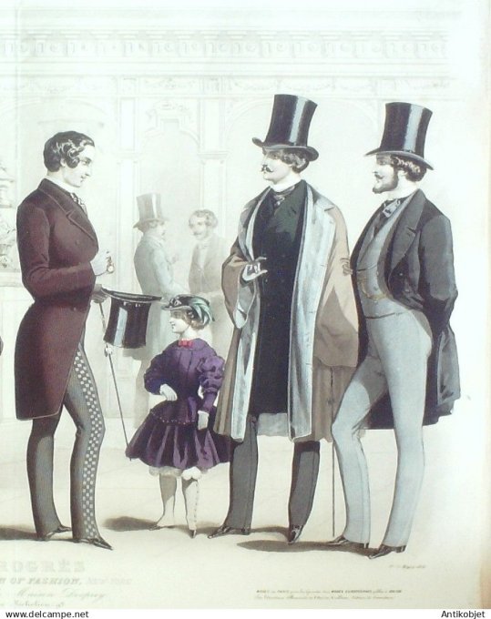 Gravure de Mode originale Le Progres 1856 # 75 (Maison Desprey)