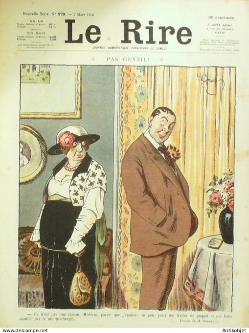 Le Rire 1914-03- 7 # 579 Journal humoristique Ed.Originale Mardi gras