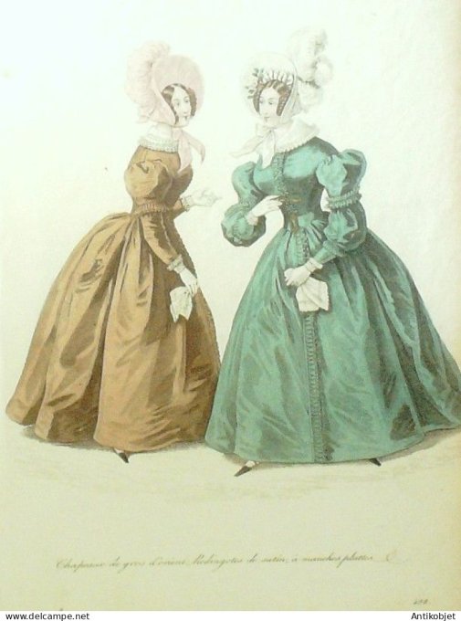 Gravure La mode 1836 # 498 (aquarelle old Fashion plate)