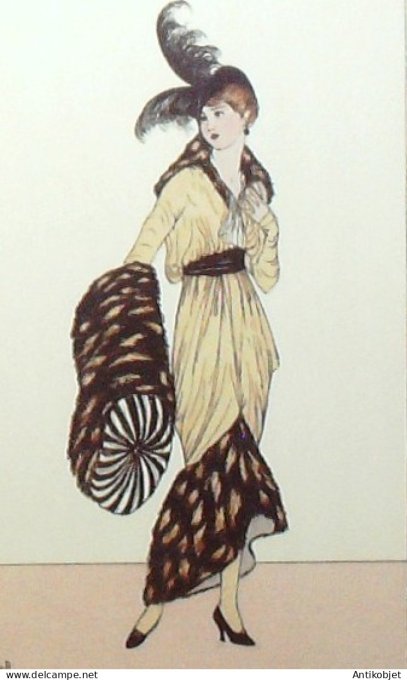 Gravure de mode Costume Parisien 1913 pl.110 VAN BROCK Jan Robe de satin