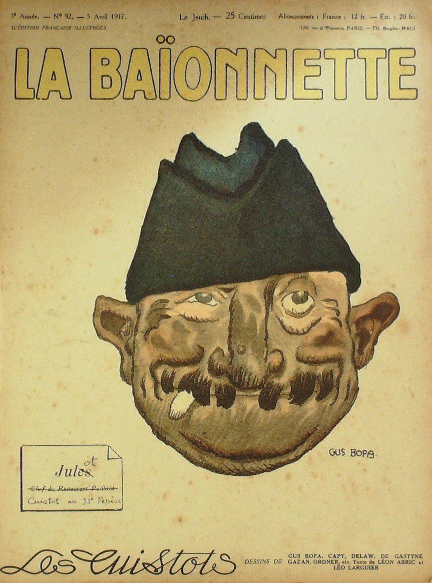 La Baionnette 1917 n°092 (Les cuistots) BOFA GASTYNE GAZAN ORDNER CAPY LE RALLIC