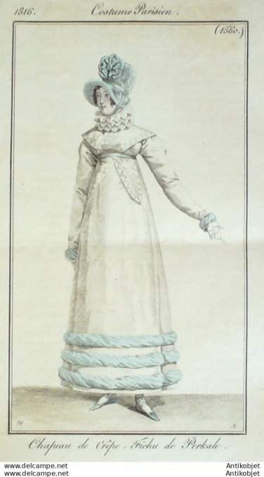 Costume Parisien 1816 # 1560 Fichu de perkale