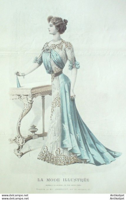 Gravure Mode illustree 1901 #  1 (Old Fashion plate) rare