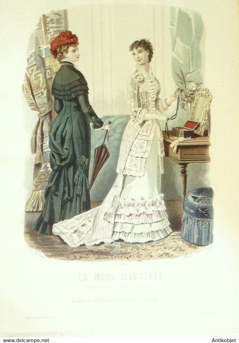 Gravure de mode La Mode illustrée 1879 n°42 (Maison Bréant-Castel)