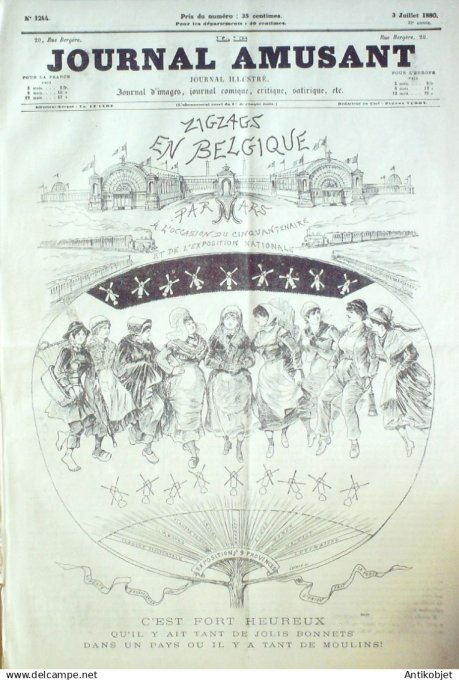 Le Journal Amusant 1880 # 1244 Zigzags en Belgique par Mars