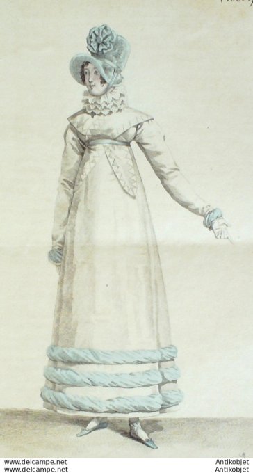 Gravure de mode Costume Parisien 1816 n°1560 Fichu de perkale