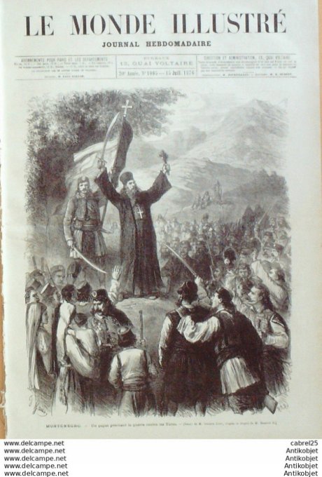 Le Monde illustré 1876 n°1005 Montenegro Lourdes (65) Turquie Nisch Philippopoli Philadelphie Sénéga