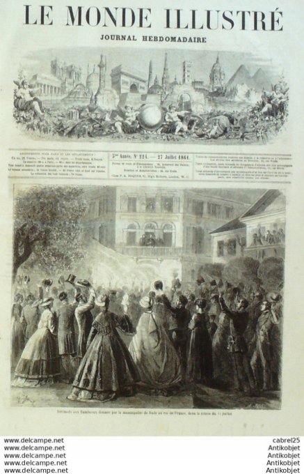 Le Monde illustré 1861 n°224 Vichy (01) Ivry (94) Douai (59) Turquie Abdul Aziz Sultan Ottoman