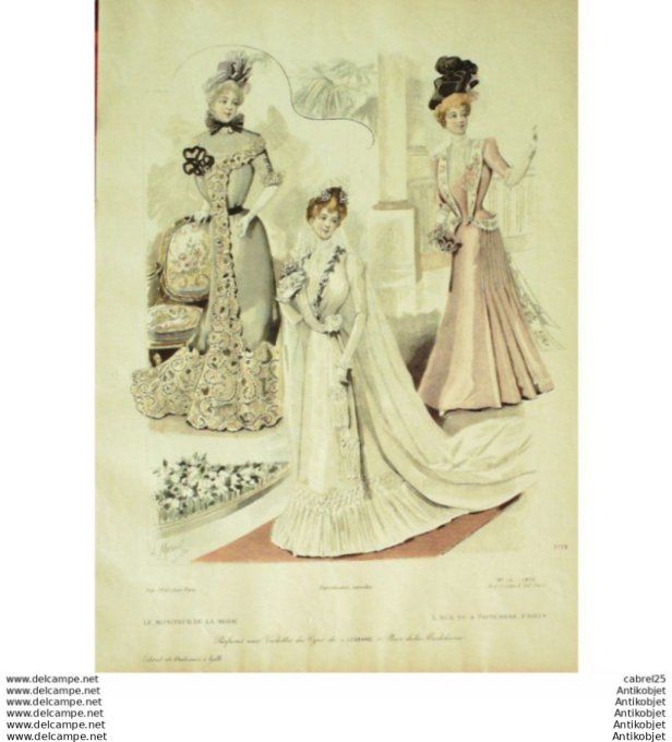Gravure Mode Le Moniteur 1900 # 10 (Old Fashion plate)