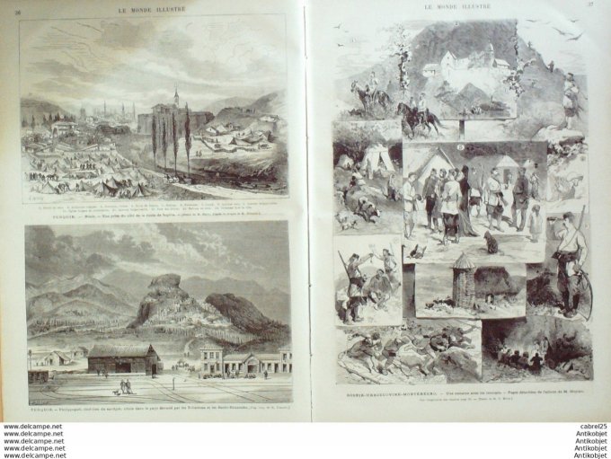 Le Monde illustré 1876 n°1005 Montenegro Lourdes (65) Turquie Nisch Philippopoli Philadelphie Sénéga