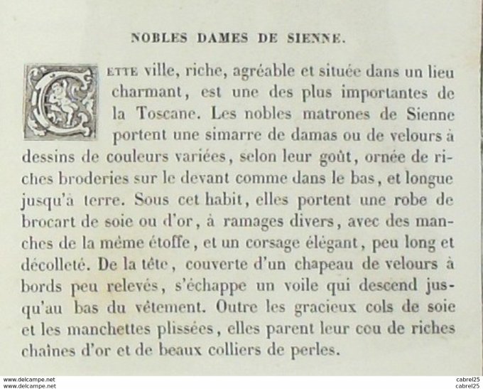 Italie SIENNE Noble villageoise 1859