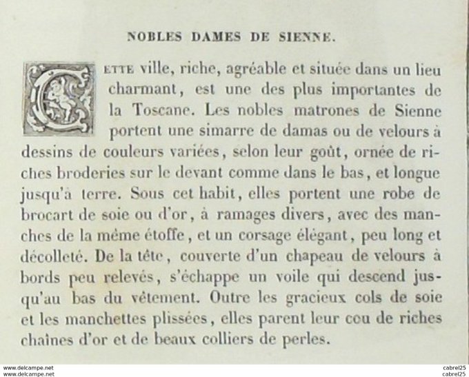 Italie SIENNE Noble villageoise 1859