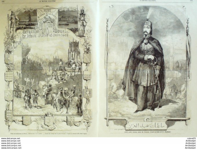 Le Monde illustré 1861 n°224 Vichy (01) Ivry (94) Douai (59) Turquie Abdul Aziz Sultan Ottoman
