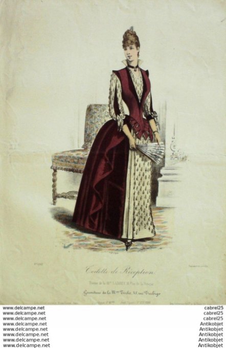 Gravure Mode Le Coquet 1886 # 47 (Old Fashion plate)