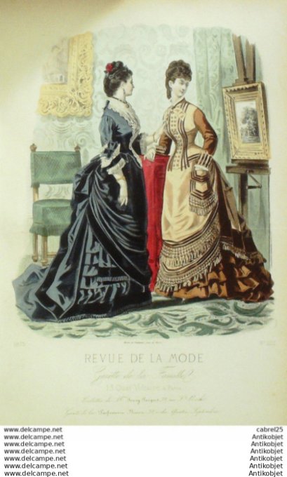 Gravure Mode La Gazette 1875 # 202 (Old Fashion plate)