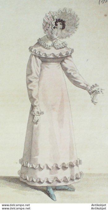 Costume Parisien 1818 # 1752 Entre deux de satin  brodequin