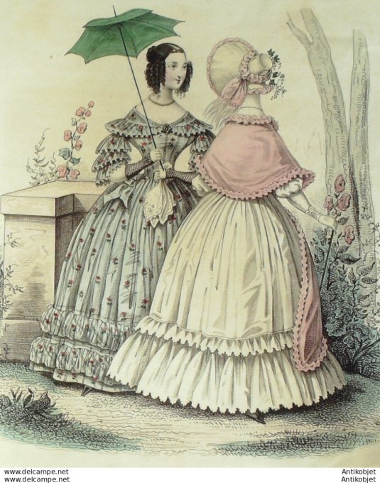Gravure de mode Costume Parisien 1838 n°3568b Redingotes mérinos curika homme