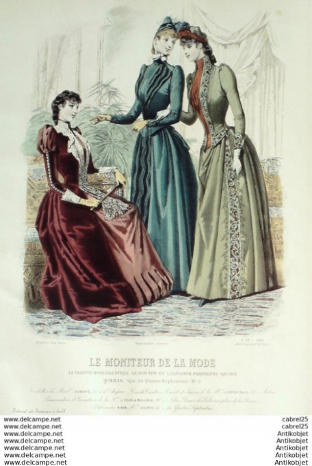 Gravure Mode Le Moniteur 1889 # 47 (Old Fashion plate)