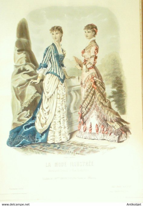 Gravure de mode La Mode illustrée 1879 n°43 (Maison Delaunay)