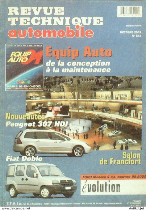 Revue Tech. Automobile 2001 n°643 Peugeot 307 Fiat Doblo