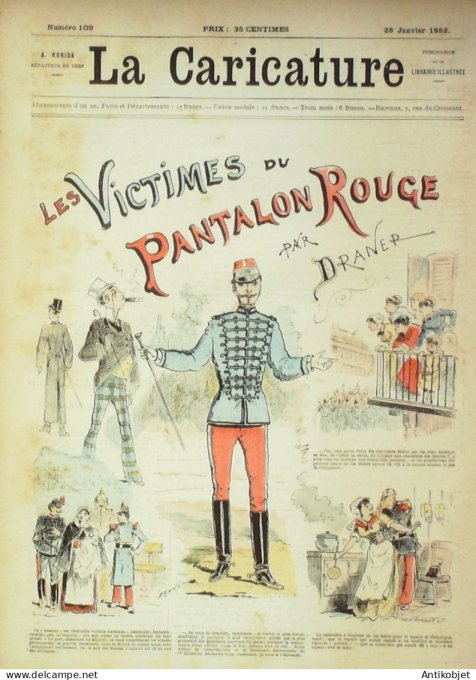 La Caricature 1882 #109 Victimes du pantalon rouge Draner Marchande de poisson Loys