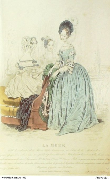 Gravure La mode 1837 # 549 (aquarelle old Fashion plate)