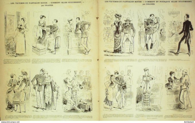 La Caricature 1882 #109 Victimes du pantalon rouge Draner Marchande de poisson Loys