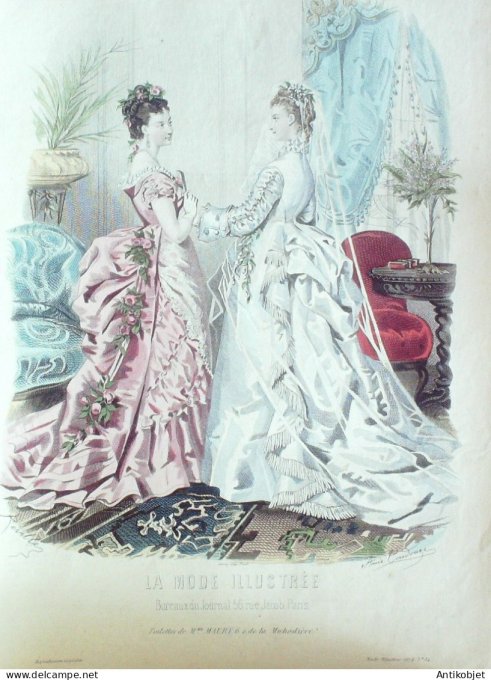 Gravure Mode illustree 1874 # 14 (Old Fashion plate)