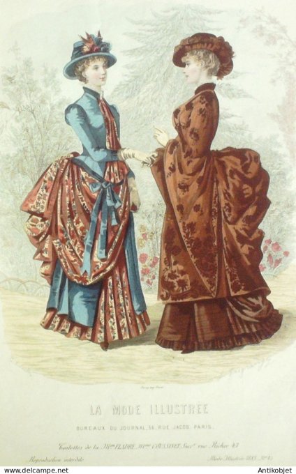 Gravure Mode illustree 1883 # 43 (Old Fashion plate)
