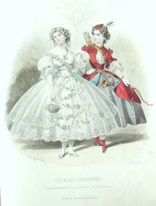 Gravure Les Modes Parisiennes 1861 # 934 Travestissements