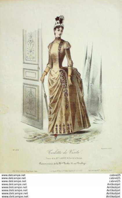 Gravure Mode Le Coquet 1886 # 44 (Old Fashion plate)