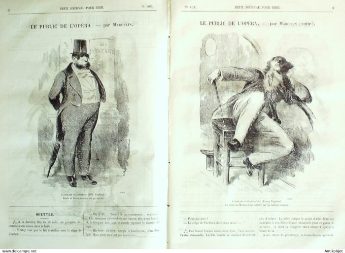 Petit journal pour Rire 1862 # 403 Le Public de l'Opera Marcelin