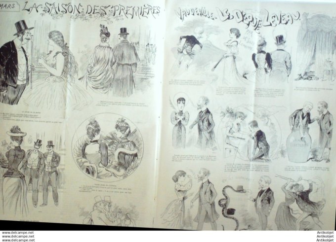 Le Journal Amusant 1890 # 1784 Saison de premieres Vaudeville Depute Leveau Jules Lemaitre par Stop