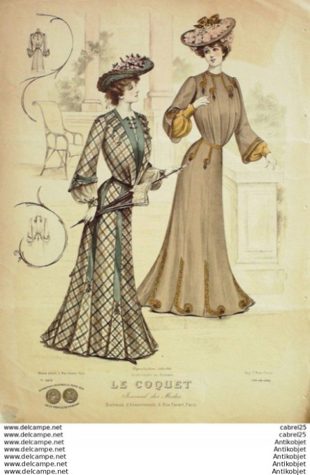 Gravure Mode Le Coquet 1903 # 16 (Old Fashion plate)