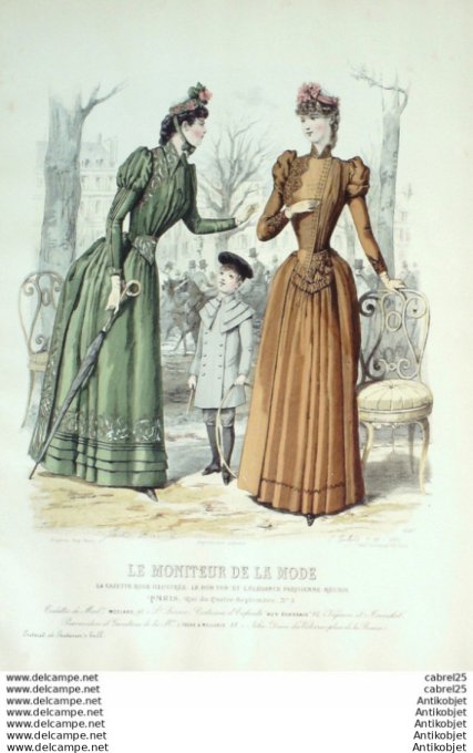 Gravure Mode Le Moniteur 1889 # 37 (Old Fashion plate)