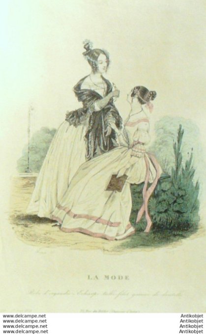 Gravure La mode 1836 # 520 (aquarelle old Fashion plate)