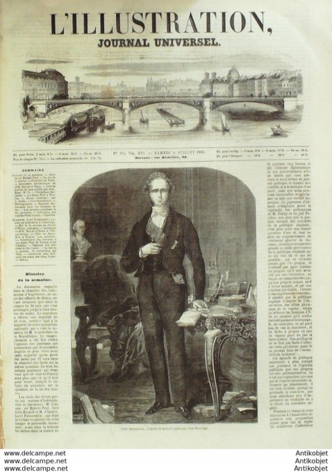 L'Illustration 1850 n°384 TOULON (83) Robert PEEL Lord PALMERSTON Aéronaute Barrai et Bixi