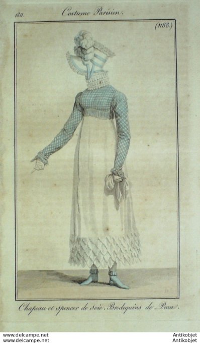 Costume Parisien 1811 # 1188 Chapeau et Spencer de soie