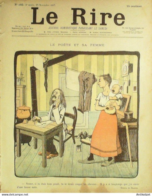 Le Rire 1897-11-27 # 160 Journal humoristique Ed.Originale Le poete & sa femme