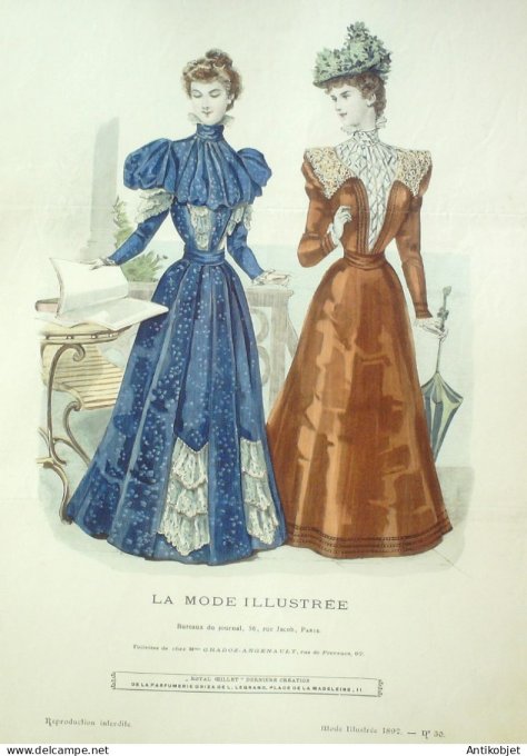 Gravure Mode illustree 1897 # 30 (Old Fashion plate) RARE