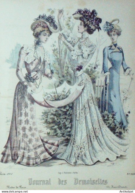 Les Modes parisiennes 1858 n°808 Robes de laine châle et tulle et coton