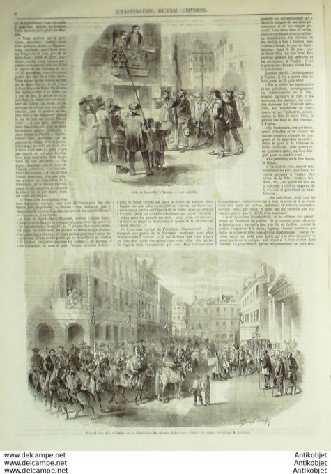 L'Illustration 1850 n°384 TOULON (83) Robert PEEL Lord PALMERSTON Aéronaute Barrai et Bixi