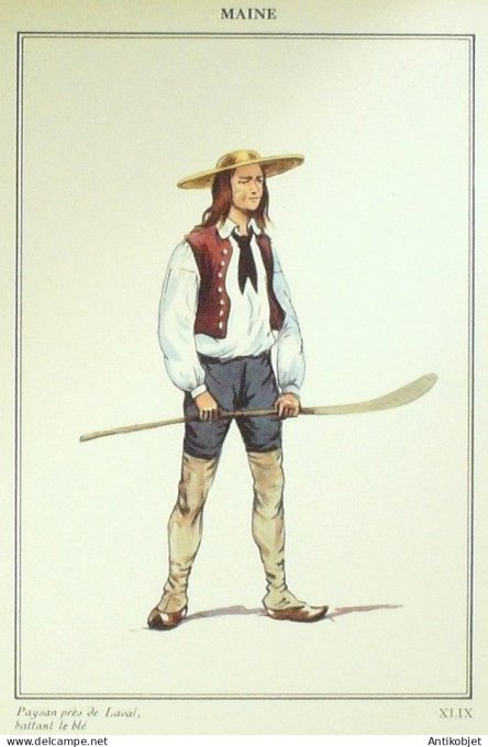 Pays de Loire Maine Laval (53) Paysan signé  par P.A Leroux XXème