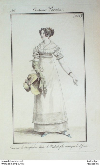 Costume Parisien 1818 # 1754 Canezou de mousseline  robe