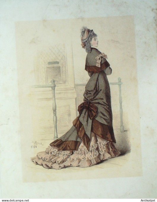 Gravure Mode Elegance Parisienne 1874 # 650 (Old Fashion plate)