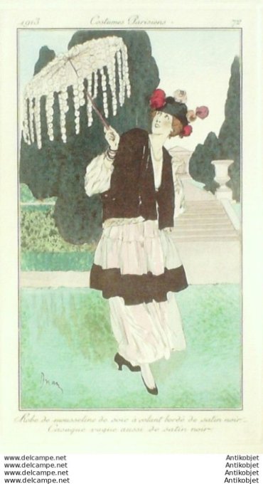 Drian Adrien Etienne Pochoir Mode Art Deco n°  72-1913 Journal des Dames