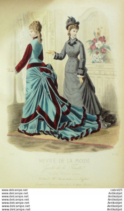 Gravure Mode La Gazette 1875 # 198 (Old Fashion plate)
