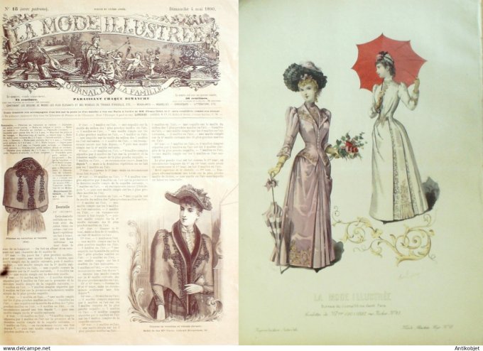 La Mode illustrée journal + gravure associée 1890 # 18